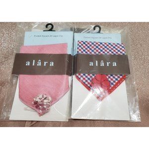 Alara Pocket Square & Label Pin 2pc Assorted